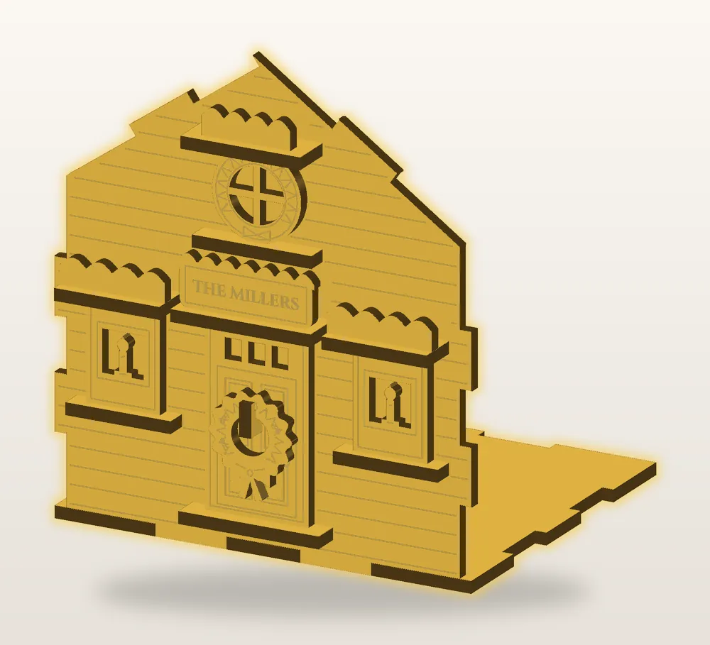 Step 4, floor and front wall: the new pieces shown in gold