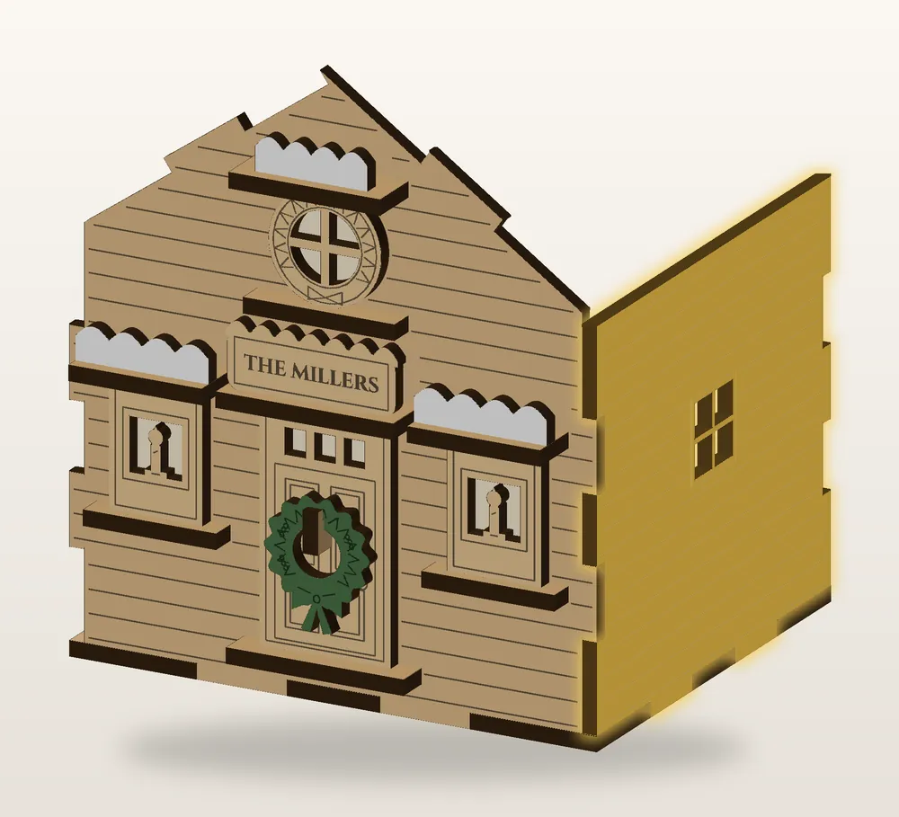 Step 5, right side wall: the new piece shown in gold