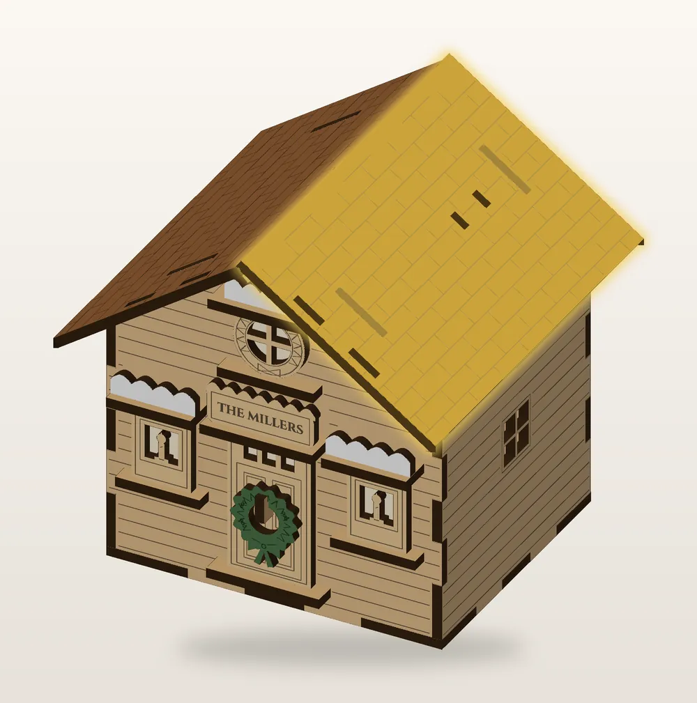 Step 9, roof, right side: the new piece shown in gold