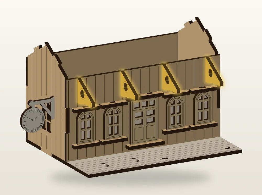 Step 8, canopy brackets: the new pieces shown in gold